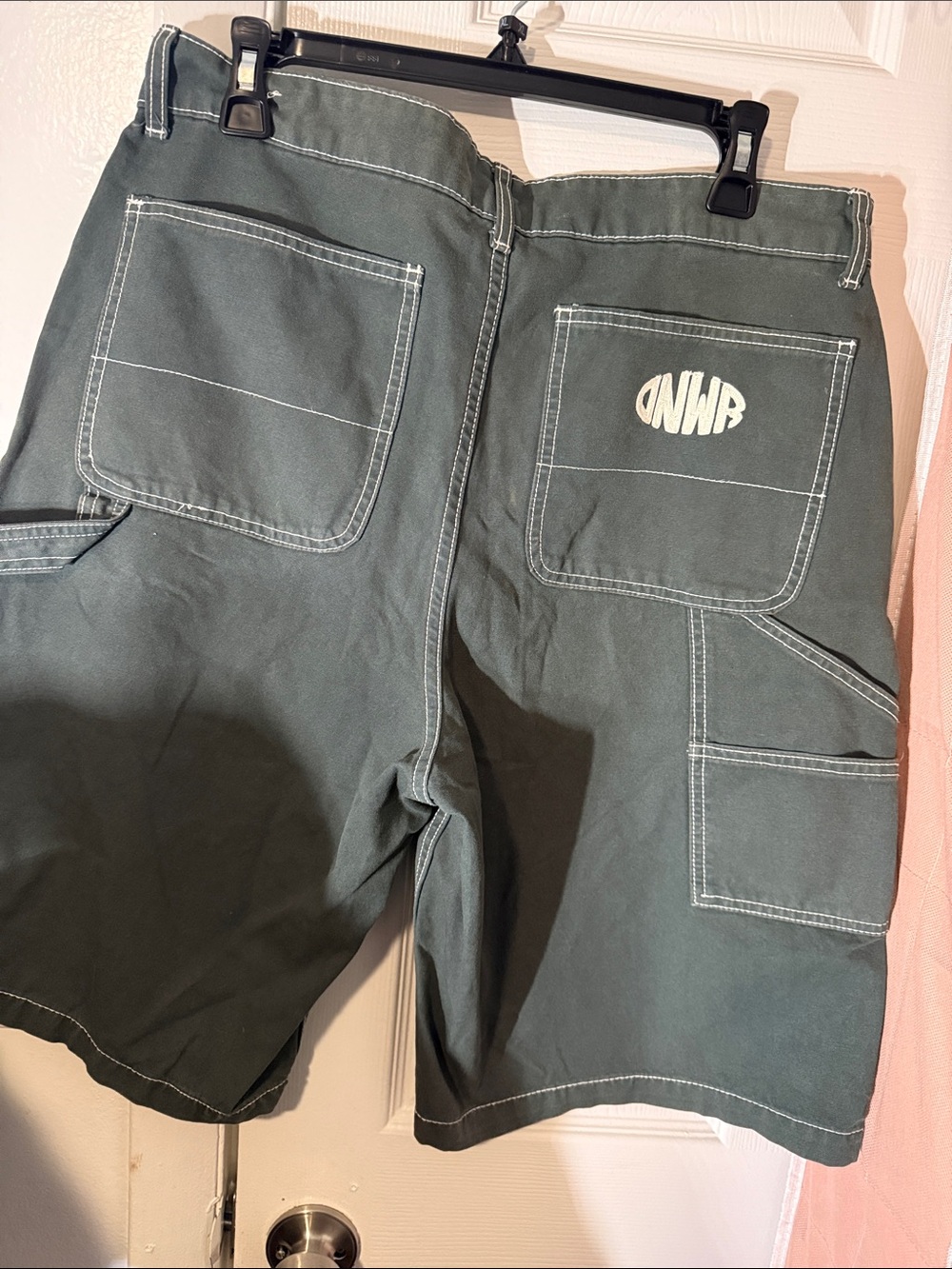 Sarah Coventry Dark Green Cargo Shorts with White Contrast Stitching
